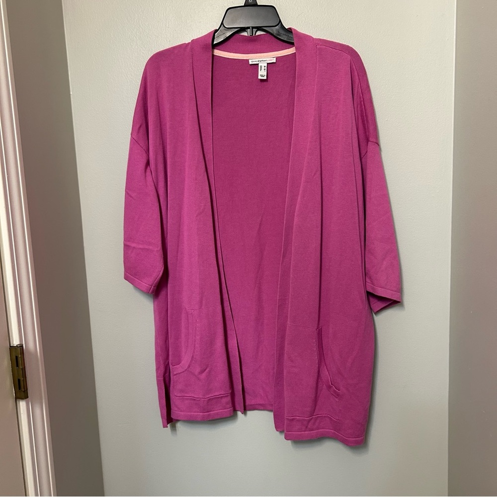 Isaac Mizrahi Live! Women's Top Sweater Sz M Purple Cardigan Casual Cottage EUC